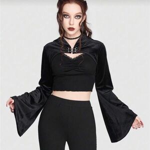 Gothic Bell Sleeve Crop Top Bolero Shrug
